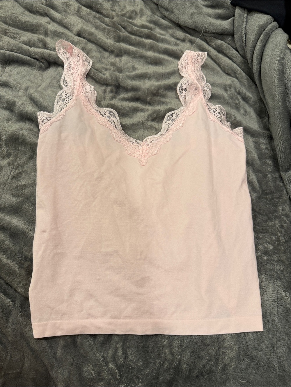 Target Pink Lace Trim Tank Top